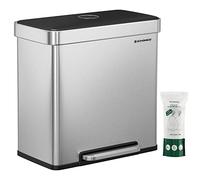 SONGMICS LTB202E01 Cubo de Basura Doble, Color Plata, 2 x 30 l