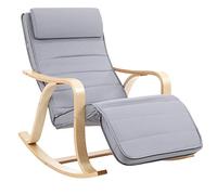 SONGMICS LYY41G Mecedora, Sillón Tumbona, Color Gris, 125 x 91 x 67 cm