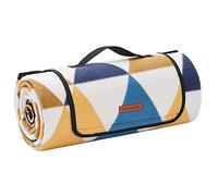 SONGMICS Manta de Picnic Grande, Impermeable, Plegable, 200 x 200 cm | Manta de Camping, para Parque, Jardín, Exterior, Playa, Motivo Ariangular Amarillo y Azul, Colección TOMMI GCM76S