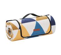 SONGMICS Manta de Picnic, Impermeable, Plegable, 150 x 200 cm | Manta de Playa, para Camping, Parque, Patio, Patrón de Triángulos Azul y Amarillo, Colección TOMMI GCM07S