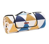 SONGMICS Manta de Picnic, Impermeable, Plegable, 300 x 200 cm | Manta de Camping Grande, para Parque, Jardín, Exterior, Playa, Motivo Ariangular Amarillo y Azul, Colección TOMMI GCM073Q01