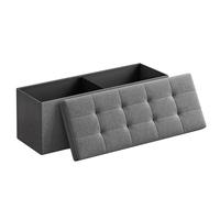 SONGMICS Mazie Colección - Puff Almacenaje, Banco Plegable, 38 x 110 x 38 cm, Taburete Reposapiés, Pie de Cama, Soporta hasta 300 kg, para Sala de Estar, Dormitorio, Entrada, Gris Oscuro LSF77K