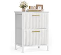 SONGMICS Mesita de Noche Estrecha, 2 Cajones de Pana | Mueble Auxiliar Dormitorio, 39,6 x 30 x 53,2 cm, Marco de Acero, Salón, Blanco Nieve, Colección Gretha, LGS121W301