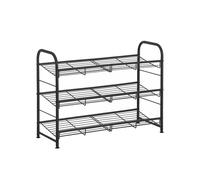 SONGMICS - Mueble para zapatos de 3 niveles, estante apilable, hasta 12 pares, de metal, 68,5 x 27,5 x 49,5 cm, para tacones altos, zapatillas de entrada, negro Black