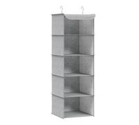 SONGMICS Organizador Armario, Bolsa Colgante de Armario, Plegable, Ahorro de Espacio, con Ganchos Metálicos, Refuerzo de Bambú, Patrón de Lino, Gris Claro RCH005W01