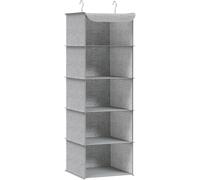 SONGMICS Organizador Colgante, Bolsa Colgante de Armario, Plegable, Ahorro de Espacio, con Ganchos Metálicos, Refuerzo de Bambú, Patrón de Lino, Gris/Gris Claro Light gray