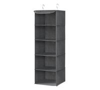 SONGMICS Organizador Colgante, Bolsa Colgante de Armario, Plegable, Ahorro de Espacio, con Ganchos Metálicos, Refuerzo de Bambú, Patrón de Lino, Gris/Gris Claro Gray