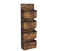 SONGMICS Organizador Colgante de Puerta con 4 Bolsillos, Bolsa Colgante de Puerta y Pared, para Dormitorio, Sala de Estar, Oficina, 12 x 33,5 x 100 cm, Marrón Rústico RDH004X01