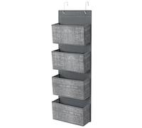 SONGMICS Organizador Colgante de Puerta con 4 Bolsillos, Bolsa Colgante de Puerta y Pared, para Dormitorio, Sala de Estar, Oficina, 12 x 33,5 x 100 cm, Gris Jaspeado/Blanco Nube