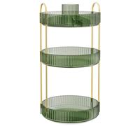 SONGMICS Organizador de Cosméticos Giratorio, de 3 Niveles, Separable | Organizador de Maquillaje Redondo, Dormitorio, Baño, Verde y Dorado, Colección GLORA JKA011C01