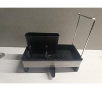 SONGMICS Organizador de Fregadero de Cocina, Organizador de Fregadero con Soporte para Esponja, Organizador para Lavar Platos para Cepillos, Paños, Jabón, Acero Inoxidable, Ahorro de Espacio, Caño