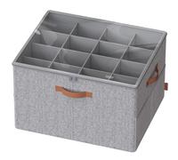 SONGMICS Organizador de Zapatos, Caja Almacenaje para 16 Pares de Zapatos, Asas, Ahorra Espacio, con Tapa Transparente, Ajustable, para Armario, Gris Paloma/Beige Capuchino Gris Paloma
