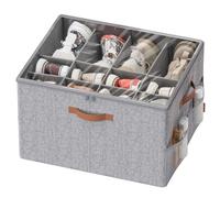 SONGMICS Organizador de Zapatos, con Tapa Transparente, para 16 Pares | Caja Almacenaje, Asas, Ahorra Espacio, Ajustable, para Armario, Gris Paloma, Colección TINA LSP555G01
