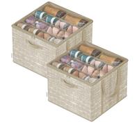 SONGMICS Organizador de Zapatos, Juego de 2, Cada uno para hasta 16 Pares, Caja para Guardar Zapatos, Asas, Tapa Transparente, para Armario Entrada Dormitorio, Beige Capuchino LSP602LF01