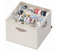 SONGMICS Organizador de zapatos para armario, organizador de zapatos de tela con compartimentos ajustables, compartimentos de almacenamiento, apilable, tapa transparente, para hasta 16 pares, color