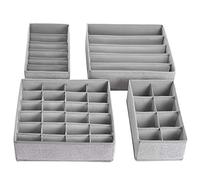 SONGMICS Organizador para Cajones con Compartimentos, Caja de Almacenaje Plegable, Organizador de Armario para Ropa Interior, Calcetines, Set de 4 Piezas, Gris Oscuro, RYUS04W