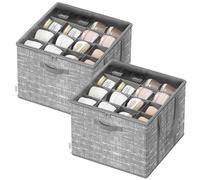 SONGMICS Organizador Zapatos, Asas, Tapa Transparente, Gris | 2 Cajas para Guardar Zapatos, Para hasta 32 Pares, Gris Caña y Gris Paloma, Colección TINA LSP602G01