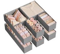 SONGMICS Organizadores Cajones, Juego de 12 Cajas Almacenaje Plegables | Separadores para Calcetines, Ropa Interior, Sostenes, Corbatas, Bufandas, Gris Paloma, Colección TINA RDZ006G02