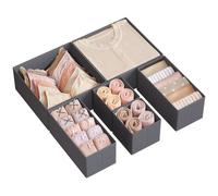 SONGMICS Organizadores Cajones, Separadores de Cajones, Juego de 18, Cajas Almacenaje de Tela Plegables para Calcetines, Ropa Interior, Sostenes, Corbatas, Bufandas, Gris Piazarra RDZ006G04