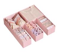 SONGMICS Organizadores Cajones, Separadores de Cajones, Juego de 6, Cajas Almacenaje de Tela Plegables para Calcetines, Ropa Interior, Sostenes, Corbatas, Bufandas, Rosa Jalea RDZ06PK