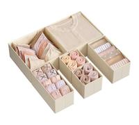 SONGMICS Organizadores Cajones, Separadores de Cajones, Juego de 6, Cajas Almacenaje de Tela Plegables para Calcetines, Ropa Interior, Sostenes, Corbatas, Bufandas, Beige Arena RDZ006Y01