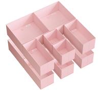 SONGMICS Organizadores Cajones, Separadores de Cajones, Juego de 12, Cajas Almacenaje de Tela Plegables para Calcetines, Ropa Interior, Sostenes, Corbatas, Bufandas, Rosa Jalea