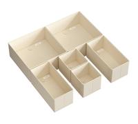 SONGMICS Organizadores Cajones, Separadores de Cajones, Juego de 6, Cajas Almacenaje de Tela Plegables para Calcetines, Ropa Interior, Sostenes, Corbatas, Bufandas, Beige Arena/Rosa Jalea