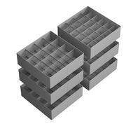 SONGMICS Juego de 4 Organizadores de Cajones, 80 Compartimentos (2x16+2x24), Cajas Plegables para Armario, 30 x 30 x 10 cm, para Calcetines, Ropa Interior, Corbatas, Gris Paloma RUS011G01
