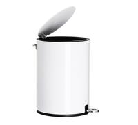 SONGMICS Papelera Baño, 3 litros, Cubo de Basura de Baño, con Tapa, Cierre Suave, con Pedal, Cubo Interior de Plástico Extraíble, para Baño, Oficina, Acero, Negro Tinta/Blanco Nube