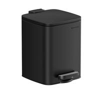 SONGMICS Papelera Baño, 6 L, con Pedal, con Tapa de Cierre Suave, Acero | Cubo de Basura de Baño, Cubo Basura Compacta, para Espacios Pequeños, Negro, Colección PLUSHIC LTB590B0602
