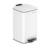 SONGMICS Papelera Baño, 8 L, con Pedal, con Tapa de Cierre Suave, Acero | Cubo de Basura de Baño, Cubo Basura Compacta, para Espacios Pequeños, blanco mate, Colección PLUSHIC LTB591W0802