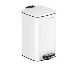 SONGMICS Papelera Baño, 8 L, con Pedal, con Tapa de Cierre Suave, Acero | Cubo de Basura de Baño, Cubo Basura Compacta, para Espacios Pequeños, blanco mate, Colección PLUSHIC LTB591W0802