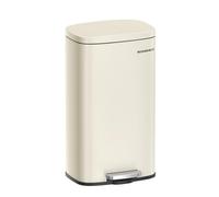 SONGMICS Papelera de cocina 8 galones (30 L), cubo de basura con pedal, cierre suave, pedal de accionamiento, acero, cubo interior, arena beige LTB03A02