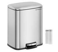 SONGMICS Papelera de Cocina, Cubo de Pedal de 20 L, Tapa de Cierre Suave | Cubo de Basura, Permanece Abierta, Cubo Interior, Incluye 15 Bolsas de Basura, Plata, Colección POPNEX LTB543E01