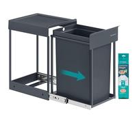 SONGMICS Papelera de Cocina para Reciclaje y Residuos, Cubo de Basura para Armario, 1 Cubeta de 20 L, Extraíble, Marco de Acero, Tapa ABS, Gris LTB920GZ01