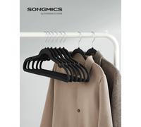 SONGMICS-Paquete de 30 perchas de terciopelo, antideslizantes, muescas de hombro, barra para pantalones, gancho giratorio de 360 °, ahorro de espacio, 0,6 cm de grosor, 43 cm de largo Rosa