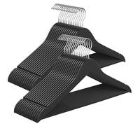 SONGMICS Percha de Madera, Juego de 30/20, Delgada, Muescas en Hombros, Percha para Pantalones, Gancho Giratorio 360°, Madera de Abedul, para Tirantes y Chaquetas, Negro Tinta/Beige Natural/Blanco Nub