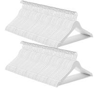 SONGMICS - Percha de Madera, Lote de 100 con Muescas Antideslizantes, Barra Antideslizante para Pantalones, Gancho Giratorio de 360°, para Trajes, Camisas, Abrigos, Blanco Blanco
