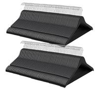 SONGMICS - Percha de Madera, Lote de 100 con Muescas Antideslizantes, Barra Antideslizante para Pantalones, Gancho Giratorio de 360°, para Trajes, Camisas, Abrigos, Negro y Plateado Black