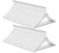 SONGMICS - Percha de Madera, Lote de 100 con Muescas Antideslizantes, Barra Antideslizante para Pantalones, Gancho Giratorio de 360°, para Trajes, Camisas, Abrigos, Blanco White