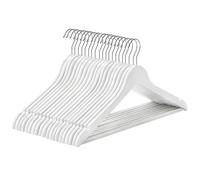 SONGMICS Percha de Madera Maciza, Juego de 10, con Ranuras para Hombros, Barra Antideslizante para Pantalones, Gancho Giratorio de 360°, para Trajes, Camisas, Abrigos, Blanco/Natural/Negro/Nogal Natur
