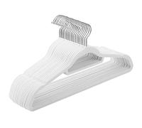 SONGMICS Percha de Terciopelo, Juego de 20, Antideslizantes, con Barra Corbata y Gancho Giratorio 360°, 0,6 cm Espesor, Ahorra Espacio, 43,5 cm Largo, para Abrigo Pantalón, Blanco Nube CRF020W01