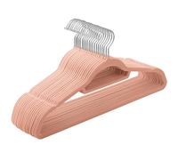 SONGMICS Percha de Terciopelo, Juego de 20, Antideslizantes, con Barra Corbata y Gancho Giratorio 360°, 0,6 cm Espesor, Ahorra Espacio, 43,5 cm Largo, para Abrigo Pantalón, Rosa Coral CRF20PK