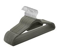 SONGMICS Percha de Terciopelo, Juego de 20, Antideslizantes, con Barra Corbata y Gancho Giratorio 360°, 0,6 cm Espesor, Ahorra Espacio, 43,5 cm Largo, para Abrigo Pantalón, Gris CRF20V
