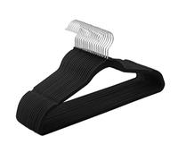SONGMICS Percha de Terciopelo, Juego de 20, Antideslizantes, con Barra Corbata y Gancho Negro, 0,6 cm Espesor, Ahorra Espacio, 41,5 cm Largo, Abrigo Pantalón, Negro Tinta y Plata CRF026B20