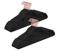 SONGMICS Percha de Terciopelo, Juego de 30, Antideslizantes, con Barra Corbata y Gancho Oro Rosa, 0,6 cm Espesor, Ahorra Espacio, 43,5 cm Largo, para Abrigo Vestido Pantalón, Rosa Claro/Negro/Blanco B