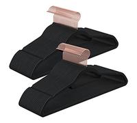 SONGMICS Percha de Terciopelo, Juego de 30, Antideslizantes, con Barra Corbata y Gancho Oro Rosa, 0,6 cm Espesor, Ahorra Espacio, 43,5 cm Largo, Abrigo Pantalón, Negro Tinta CRF21BK30