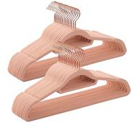 SONGMICS Percha de Terciopelo, Juego de 30, Antideslizantes, con Barra Corbata y Gancho Oro Rosa, 0,6 cm Espesor, Ahorra Espacio, 43,5 cm Largo, Abrigo Pantalón, Rosa Coral CRF21PK30