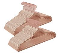 SONGMICS Percha de Terciopelo, Juego de 50, Antideslizantes, con Barra Corbata y Gancho Oro Rosa, 0,6 cm Espesor, Ahorra Espacio, 43,5 cm Largo, Abrigo Pantalón, Marrón Caramelo CRF021LB50