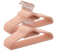 SONGMICS Percha de Terciopelo, Juego de 50, Antideslizantes, con Barra Corbata y Gancho Oro Rosa, 0,6 cm Espesor, Ahorra Espacio, 43,5 cm Largo, Abrigo Pantalón, Rosa Coral CRF21PK50
